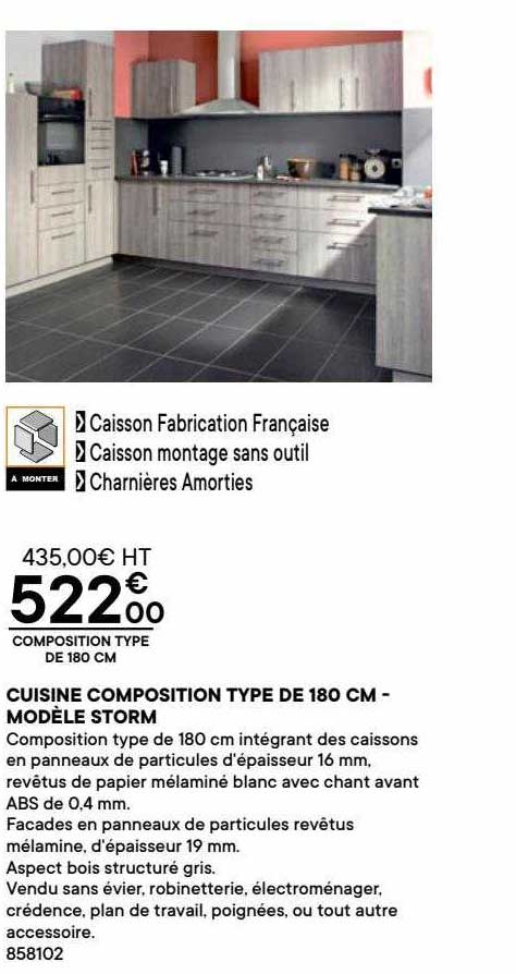 cuisine composition type de 180 cm - modèle storm