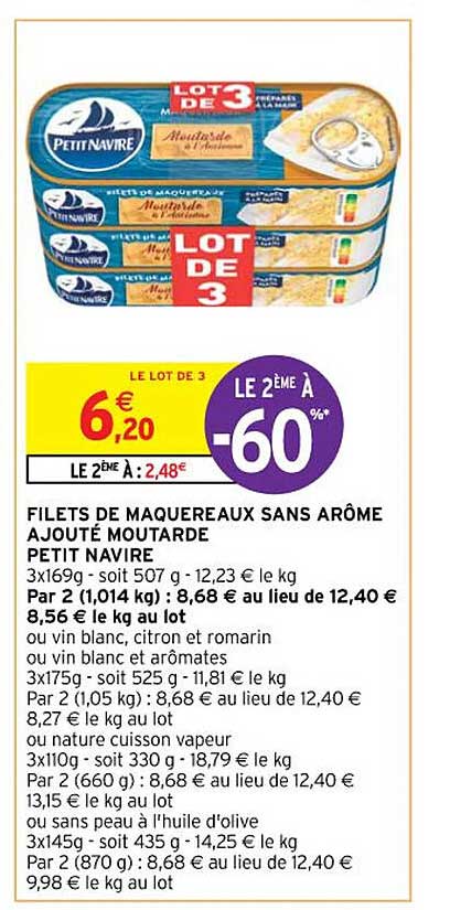 filets de maquereaux sans arôme ajouté moutarde petit navire