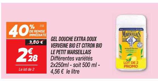 Gel Douche Extra Doux Verveine Bio Et Citron Bio Le Petit Marseillais
