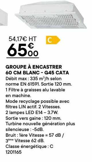 groupe à encastrer 60 cm blanc - g45 cata