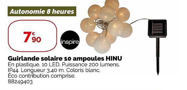 Guirlande Solaire 10 Ampoules Hinu