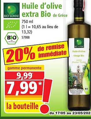 huile d'olive extra bio de grèce bio sonne