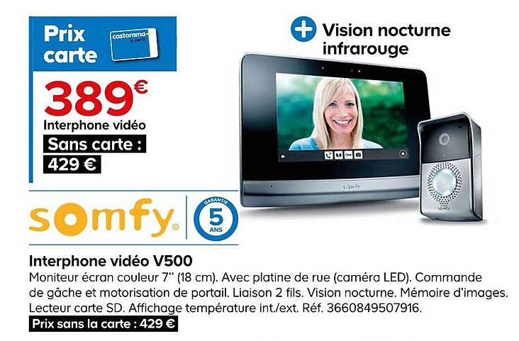 Interphone Vidéo V500 Somfy