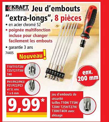 jeu d'embouts "extra-longs", 8 pièces kraft werkzeuge