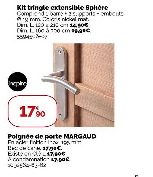 Kit Tringle Extensible Sphère, Poignée De Porte Margaud