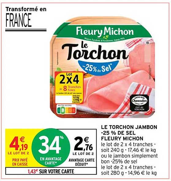 le torchon jambon -25% de sel fleury michon