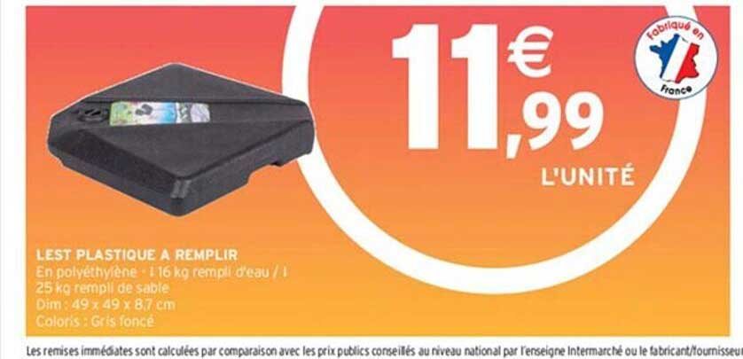 lest plastique à remplir