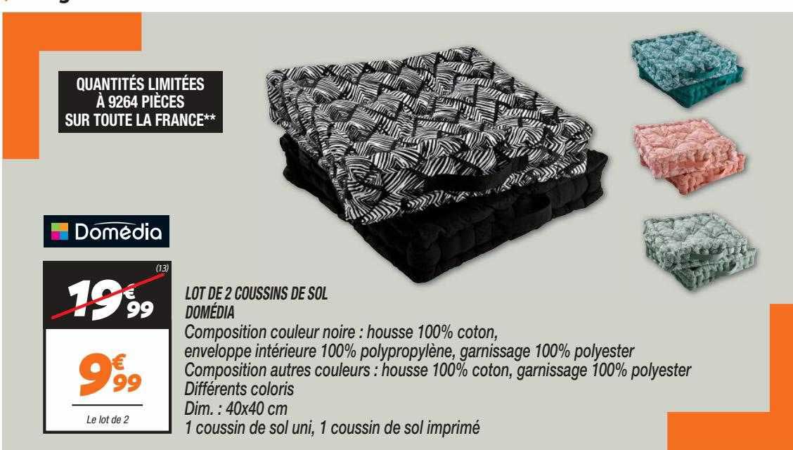 Lot De 2 Coussins De Sol Domédia