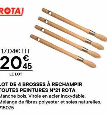 lot de 4 brosses à rechampir toutes peintures n°21 rota