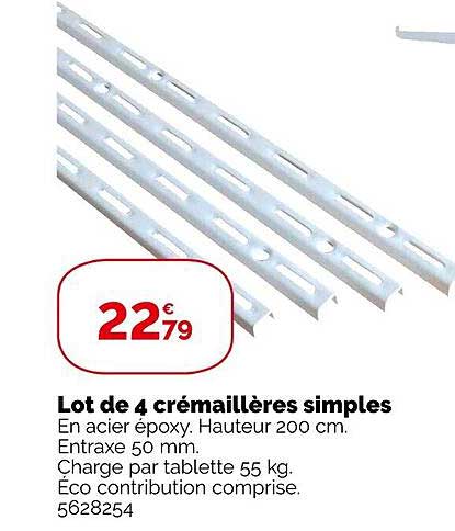 lot de 4 crémaillères simples