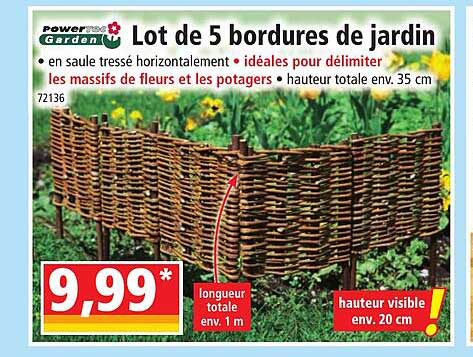 lot de 5 bordures de jardin powertec garden