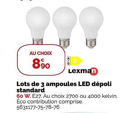 lots de 3 ampoules led dépoli standard