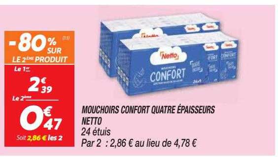 mouchoirs confort quatre épaisseurs netto