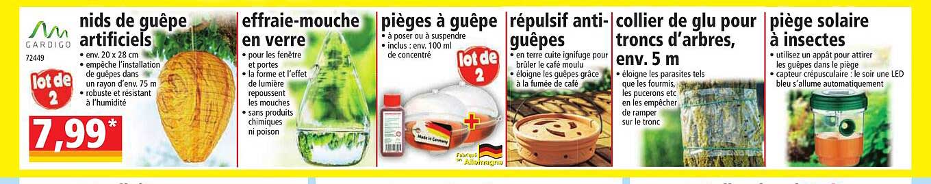 nids de guêpe artificiels, effraie-mouche en verre, pièges à guêpen, répulsif anti-guêpes, collier de glu pour troncs d'arbres, env. 5 m, piège solaire à insectes