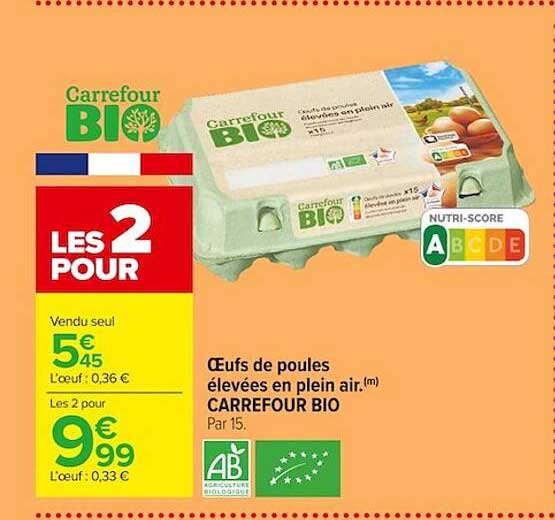 œufs de poules élevées en plein air carrefour bio