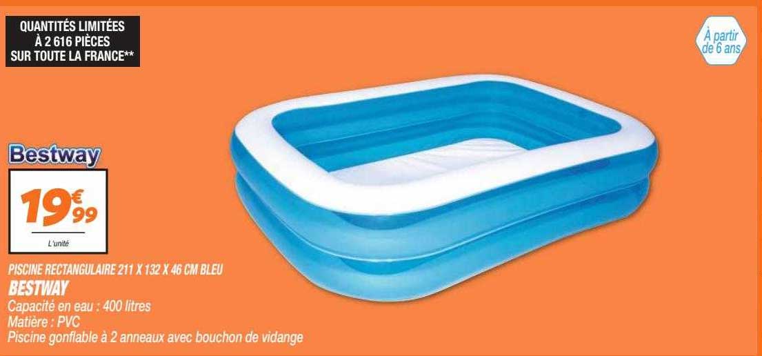 Piscine Rectangulaire 211 X 132 X 46 Cm Bleu Bestway