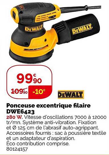 ponceuse excentrique filaire dwe6423 dewalt