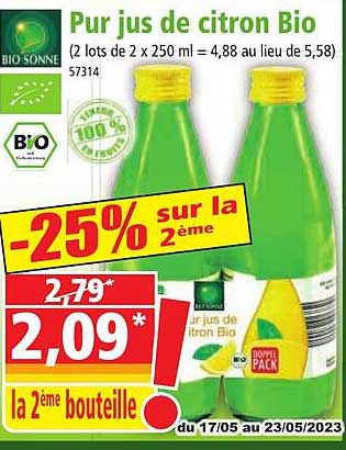 pur jus de citron bio bio sonne
