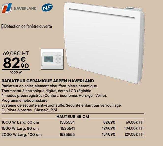 radiateur céramique aspen haverland