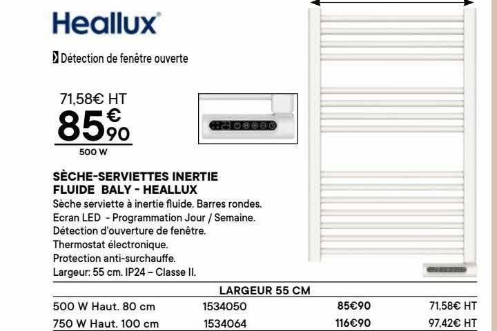 sèche-serviettes inertie fluide baly - heallux