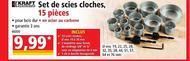 set de scies clochces, 15 pièces kraft werkzeuge
