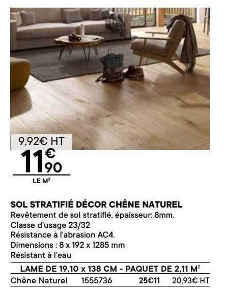 Sol Stratifié Décor Chêne Naturel