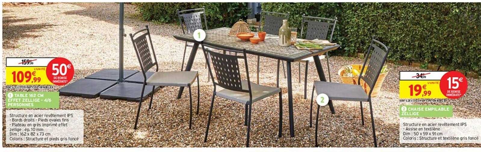 table 162 cm effet zellige - 4-6 personnes