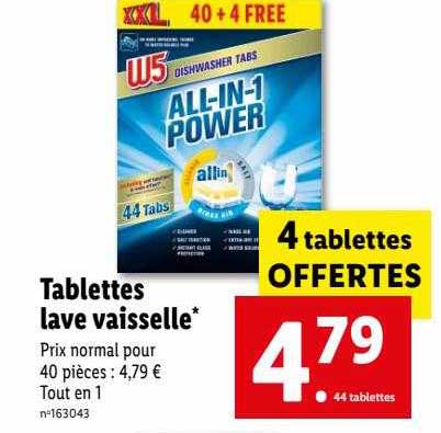 tablettes lave vaisselle w5