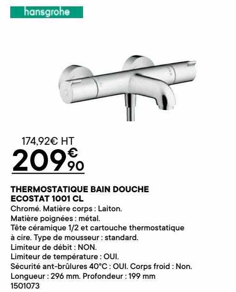 thermostatique bain douche ecostat 1001 cl