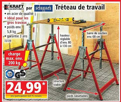 tréteau de travail kraft werkzeuge par scheppach