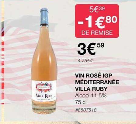vin rosé igp méditerranée villa ruby
