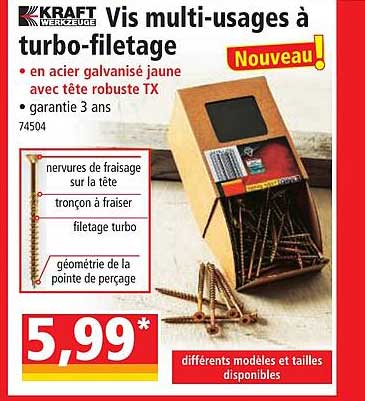 vis multi-usages à turbo-filetage kraft werkzeuge