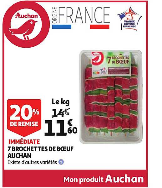 7 brochettes de bœuf auchan existe d'autres variétés
