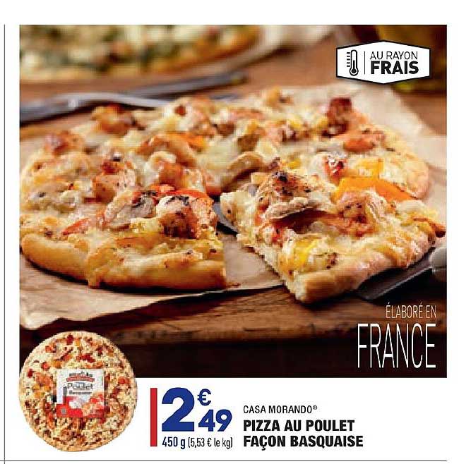 casa morando pizza au poulet façon basquaise
