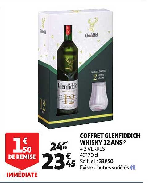 coffret glenfiddich whisky 12 ans +2 verres existe d'autres variétés