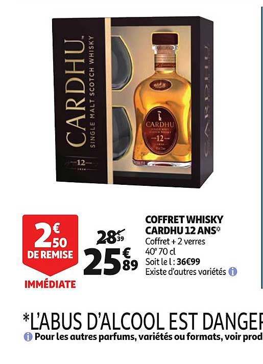 coffret whisky cardhu 12 ans coffret +2 verres existe d'autres variétés