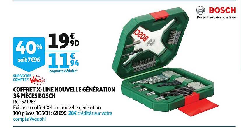 coffret x line nouvelle génération 34 pièces bosch réf.571967 40%