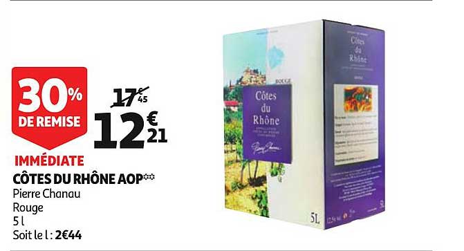 côtes du rhône aop pierre chanau rouge 30% de remise immédiate
