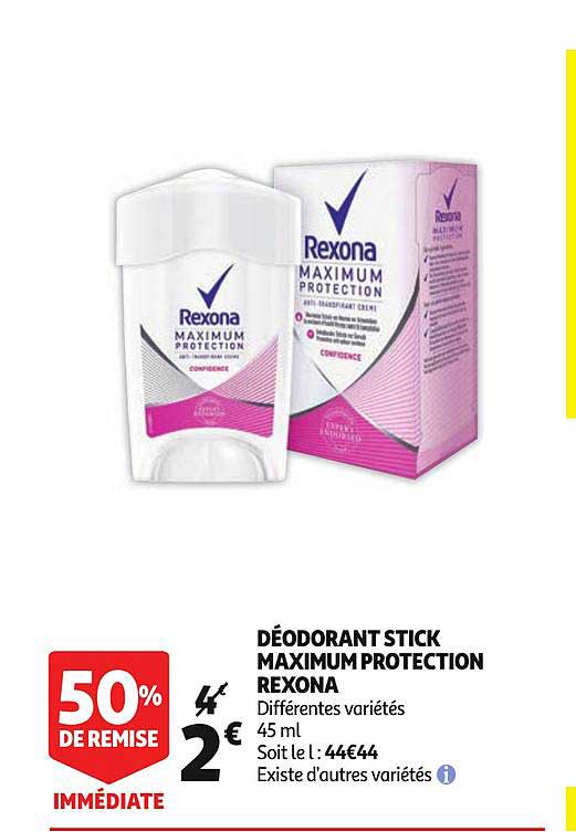 déodorants stick maximum protection rexona différentes variétés existe d'autres variétés 50% de remise immédiate