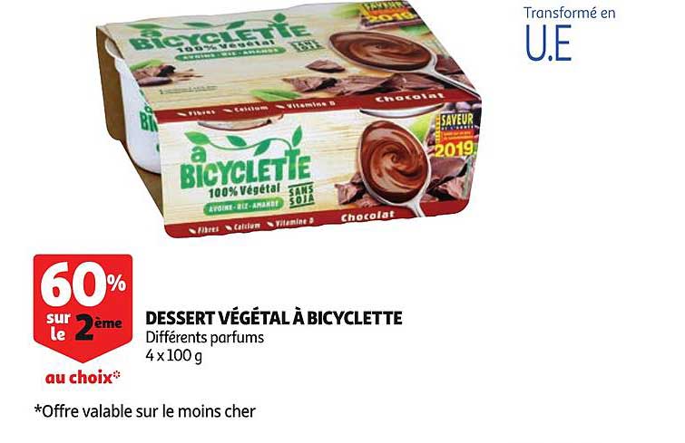 dessert végétal à bicyclette 30% sur le 2ème au choix