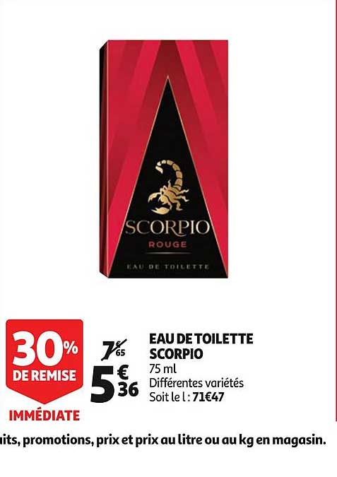 eau de toilette scorpio différentes variétés 30% de remise immédiate