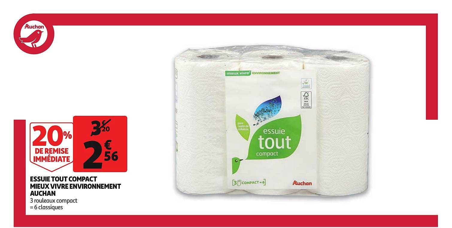essuie tout compact mieux vivre environnement auchan 20% de remise immédiate