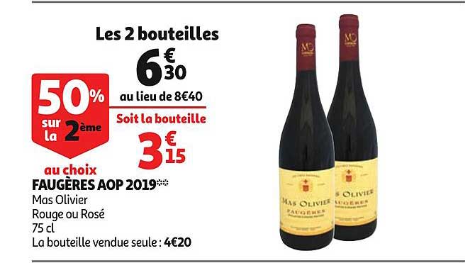 faugères aop 2019 mas olivier rouge ou rosé 50% sur la 2ème au choix