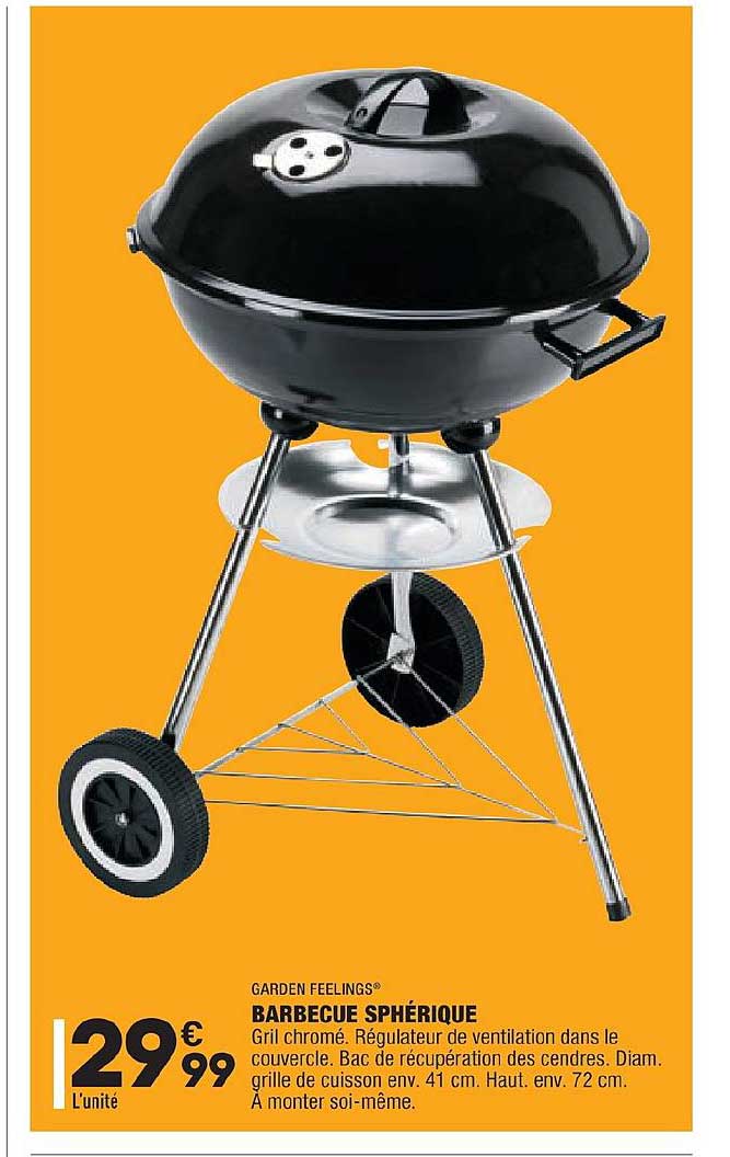 garden feelings barbecue sphérique gril chromé