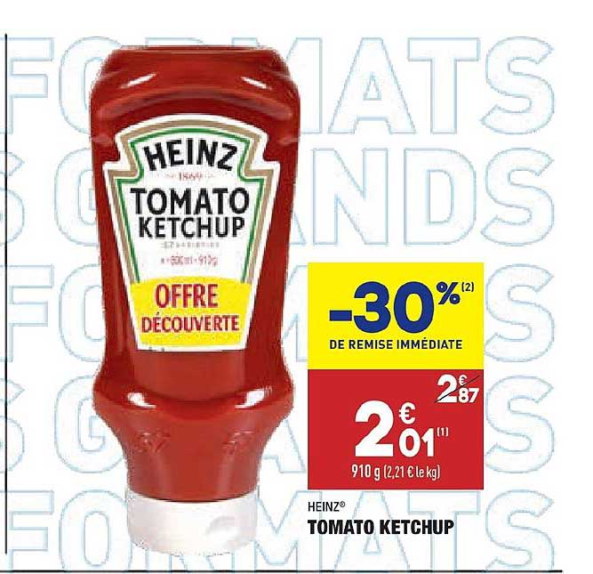 heinz tomato ketchup -30% de remise immédiate