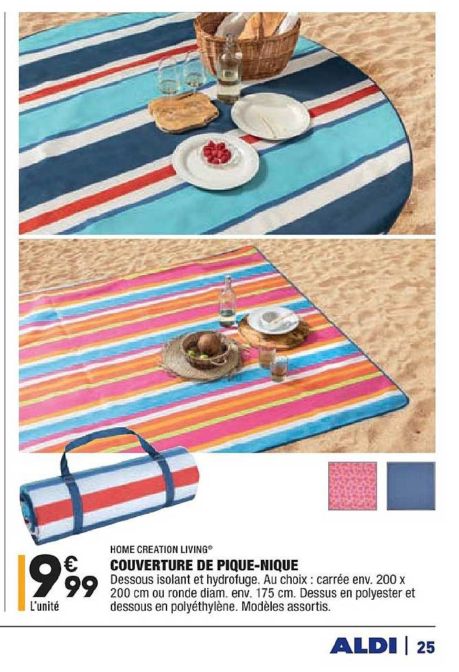 home creation living couverture de pique nique isolant hydrofuge polyester polyéthylène modèles assortis