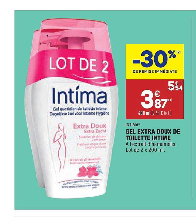 intima gel extra doux de toilette intime à l'extrait d'hamamélis Lot de 2 -30% de remise immédiate