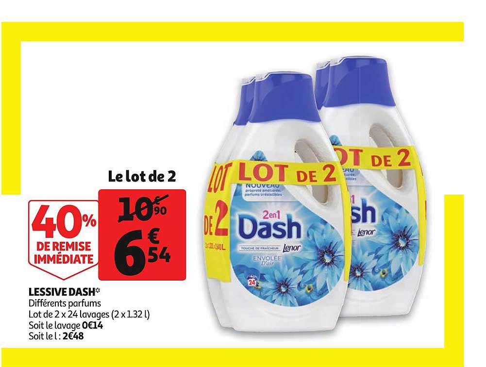 lessive dash différents parfums lot de 2 40% de remise immédiate