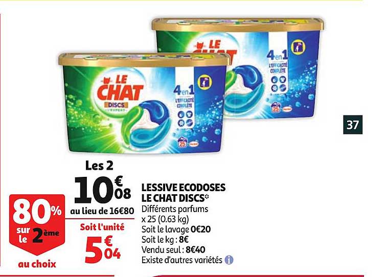 lessive ecodoses le chat discs différents parfums existe d'autres variétés 80% sur le 2ème au choix