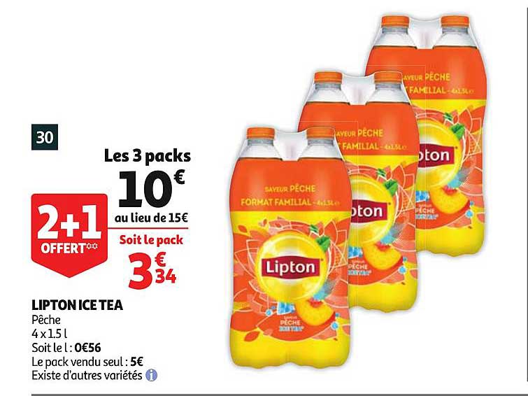 lipton ice tea pêche existe d'autres variétés 2+1 offert
